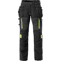 Fristads Craftsman 2566 work trousers for men, black/fluo yellow, size 46