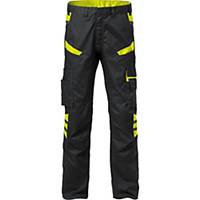 Fristads Fusion 2552 service trousers for men, black/neon yellow, size 58