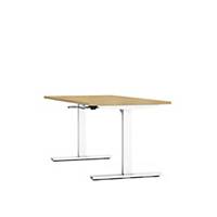 Sit-/stand table EOL Axel, 120x70 cm, with manuel crank, oak, legs white