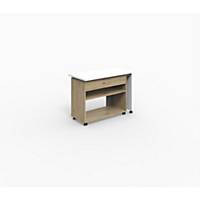 Compact desk EOL Homere, with rotatable worktop, wood and white