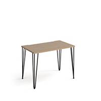 Tikal Straight Desk 1000mX600mm,Black Hairpin Legs, Oak TopDel Only Excl NI