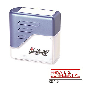 PRIVATE & CONFIDENTIAL Deskmate Pre-Inked Red Rubber Stamp Instrument KE-P10 
