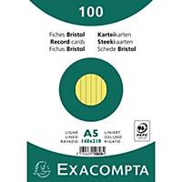 BX100 EXACOMPTA INDEXCARD A5 RULED YLLW