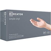 Mercator® simple vinyl PF Disposable Vinyl Gloves, Size M, 100 Pieces