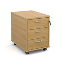 Mobile 3 drawer pedestal with silver handles 600mm deep  OakDel Only Excl NI