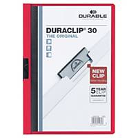 Chemise pince Durable Duraclip 2200, A4, 30 feuilles max., PVC, rouge, 1x