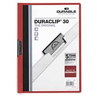 Durable DURACLIP 30 Sheet Metal Clip Folder - A4 Red, Pack of 25
