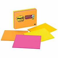 3M Super Sticky Post It Note 6   x 8   Neon - Pack of 4