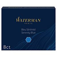 Waterman blue ink pen cartridges - pack of 8