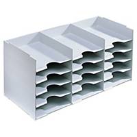 Paperflow stackable horizontal organiser 15 compartments grey