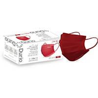 Durio 4Ply Surgical Face Mask (Maroon Red) - Box of 40