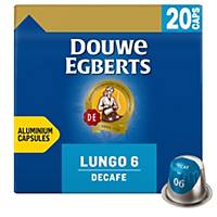 Capsules de café Douwe Egberts, lungo decafe, le paquet de 20 capsules