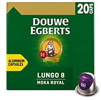 Douwe Egberts coffee capsules, lungo moka royal, pack of 20