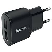 Ladegerät Hama, 2-fach USB, 2,4 A, 12 Watt, schwarz
