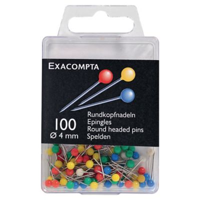 MAP DRAWING PINS ASSORTED COLOUR 4MM - BOX OF 100