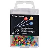 Map Drawing Pins Assorted Colour 4Mm - Box Of 100