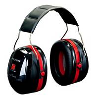 3M™ Peltor Optime III oorkappen met hoofdbeugel, SNR 35 dB, zwart/rood, per stuk