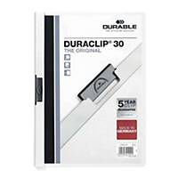 Durable Duraclip A4 Folder 3mm White - 30 Sheets Capacity