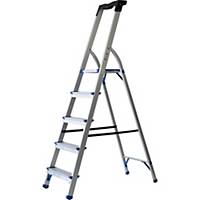 Ladder Pavo 8037346, high 150cm, 5 steps, aluminium