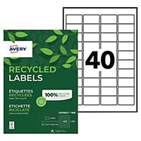 Étiquettes Avery LR7654 recyclées, 45,7 x 25,4 mm, blanc, laser, paquet de 4.000