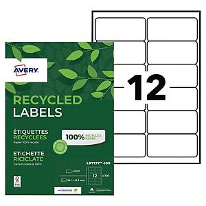Avery L4743REV-25 Self-Adhesive Removable Labels, 12 Labels Per A4 Sheet,  white