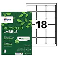 Étiquettes Avery LR7161 recyclées, 63,5 x 46,6 mm, blanc, laser, paquet de 1.800