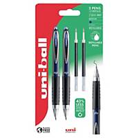 Uni-ball Signo 207 Rollerball Pen, 0,7mm, Blue, Box of 2pc + 2pc of Refills