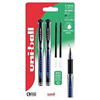 uni-ball UM-153S, Gel Impact Rollerball Pen Blue Ink Pen Refill Set 2 Pens 2 ref