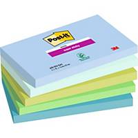 Post-it® Super Sticky Notes, Oasis Colour Collection, 76 mm x 127 mm