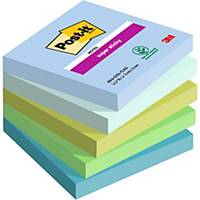 Post-it® Super Sticky Notes, 76 x 76 mm, 5 blocs de 90 feuilles, Oasis Colour