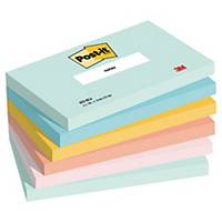 Post-it® Notes Beachside Colour Collection, 76mm x 127mm, 6 Pads of 100 Sheets