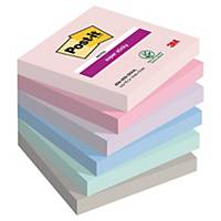 Super Sticky Notes Post-it® Soulful, 76 x 76 mm, ass. farver, pakke a 6 stk.