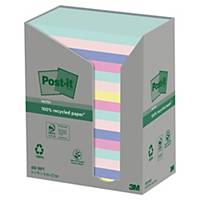 Post-it® Recycling Notes Assorted Colours, 76mm x 127mm, 16 Pads of 100 Sheets