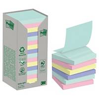Post-it® Recycling Z-Notes Assorted Colours, 76mm x 76mm, 16 Pads of 100 Sheets