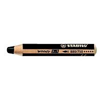 Crayon Couleur Woody 3in1, Stabilo 880/750, 15x100mm, noir, emballage de 5 pcs