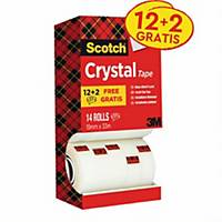 Cinta adhesiva transparente Scotch Crystal - 19 mm x 33 m - Pack de 13 rollos