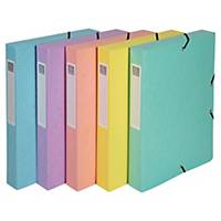 Exacompta Aquarel Elasticated Filing Boxes - Assorted Pastel Colours, Pack of 8