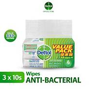  Dettol Anti Bacterial Cleaning Wet Wipes Cleaner 10sheets - Pack of 3 