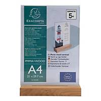 Display stand T-shape Exacompta, A4 portrait, with wooden base, transparent
