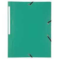 Lyreco Polypropylene Green A4/Foolscap 3-Flap Files With Elastic - Pack Of 10