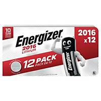 Knapcellebatteri Energizer® Lithium, CR2016, pakke a 12 stk.