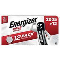 Energizer CR2025 lithium button cell battery, pack of 12 batteries