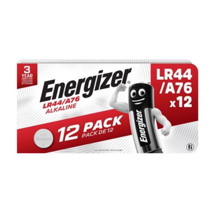 Batteries Energizer LR44/A76, piles bouton lithium, paquet de 12