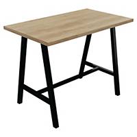 Table haute Buronomic Cohésion - L 140 cm - chêne Nebraska/noir