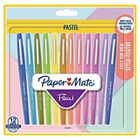 Paper Mate Flair pen, 0,7 mm, medium, assorterede farver, æske a 12 stk.