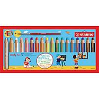 Stabilo® Woody coloured pencils, + sharpener and pencil sharpener, pack 18