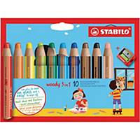 Stabilo® Woody coloured pencils, + sharpener, pack 10