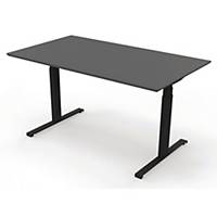 Hæve-sænke-bord Fumac® Upgrade, 140 x 80 cm, antracitgrå/sort