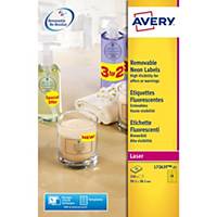 Étiquettes fluorescentes Avery L7263Y, jaunes, 99,1 x 38,1 mm, les 350