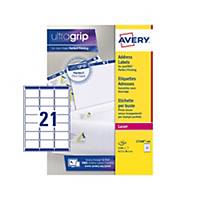 Caixa de 2100 etiquetas adesivas Avery L7160-100 - 63,5 x 38,1 mm - branco